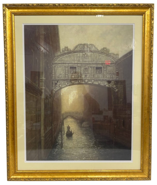 FRAMED DECORATIVE PRINT "VENICE AMBIANCE" 36" (1 of 6)