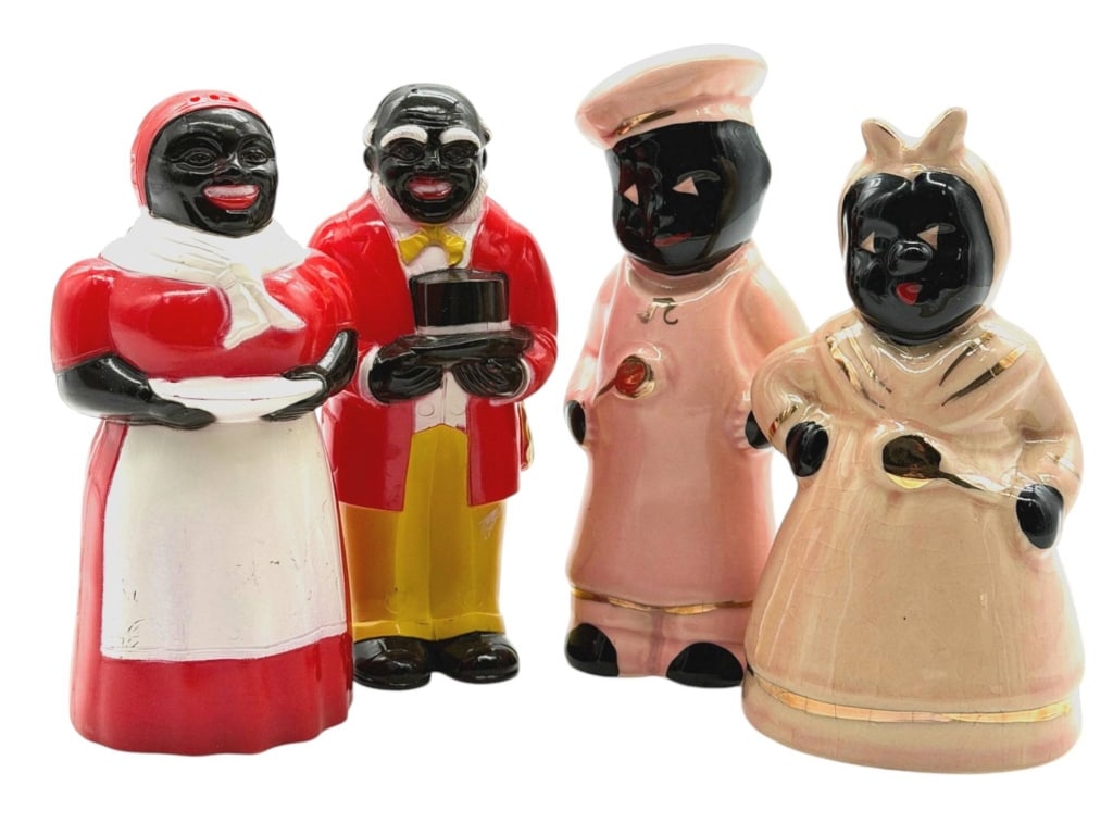 VINTAGE BLACK AMERICANA S&P SHAKERS 6" (1 of 9)