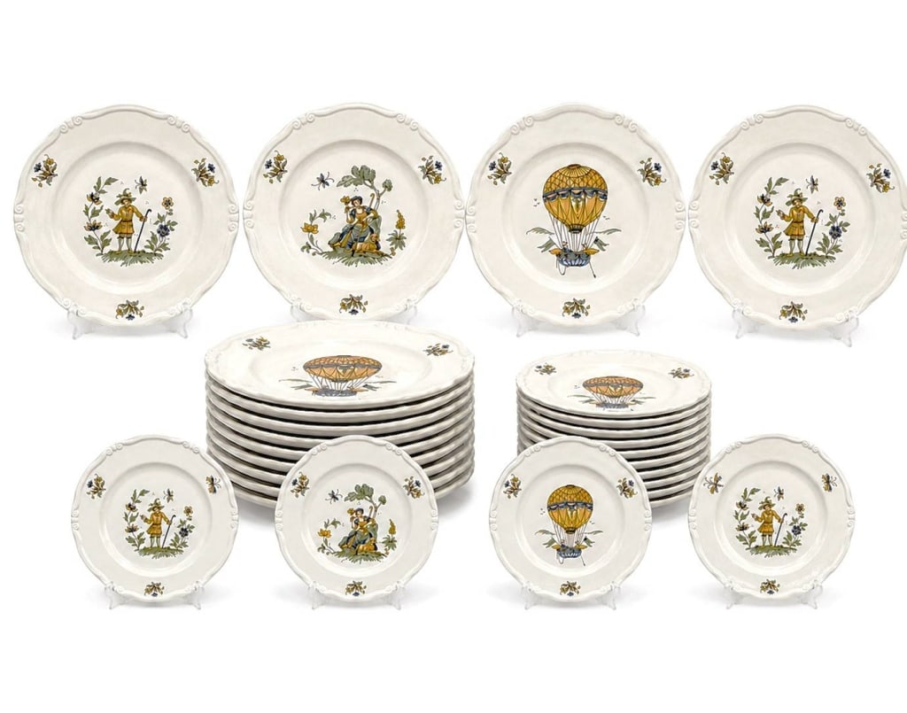 SET 18 FRENCH FAIENCE PLATES 10" (1 of 7)