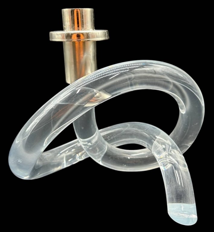 MODERN LUCITE LOOP CANDLESTICK 7" - 3