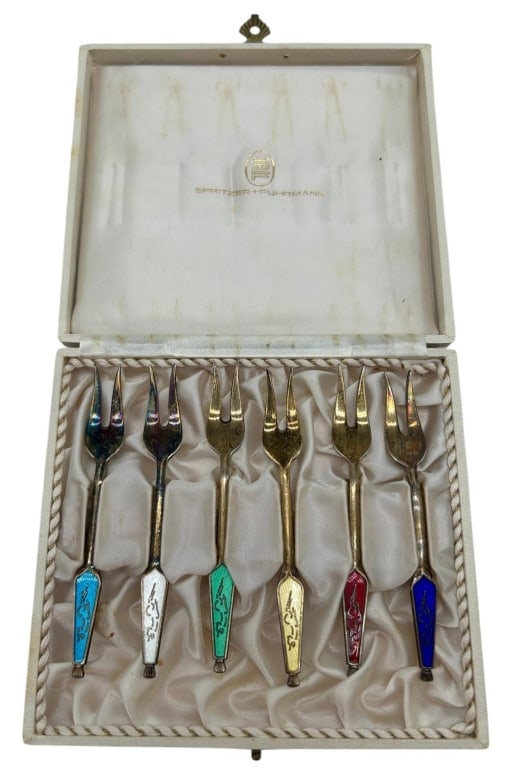 SPRITZER & FUHRMANN ENAMEL FORKS SET 6 5" (1 of 3)