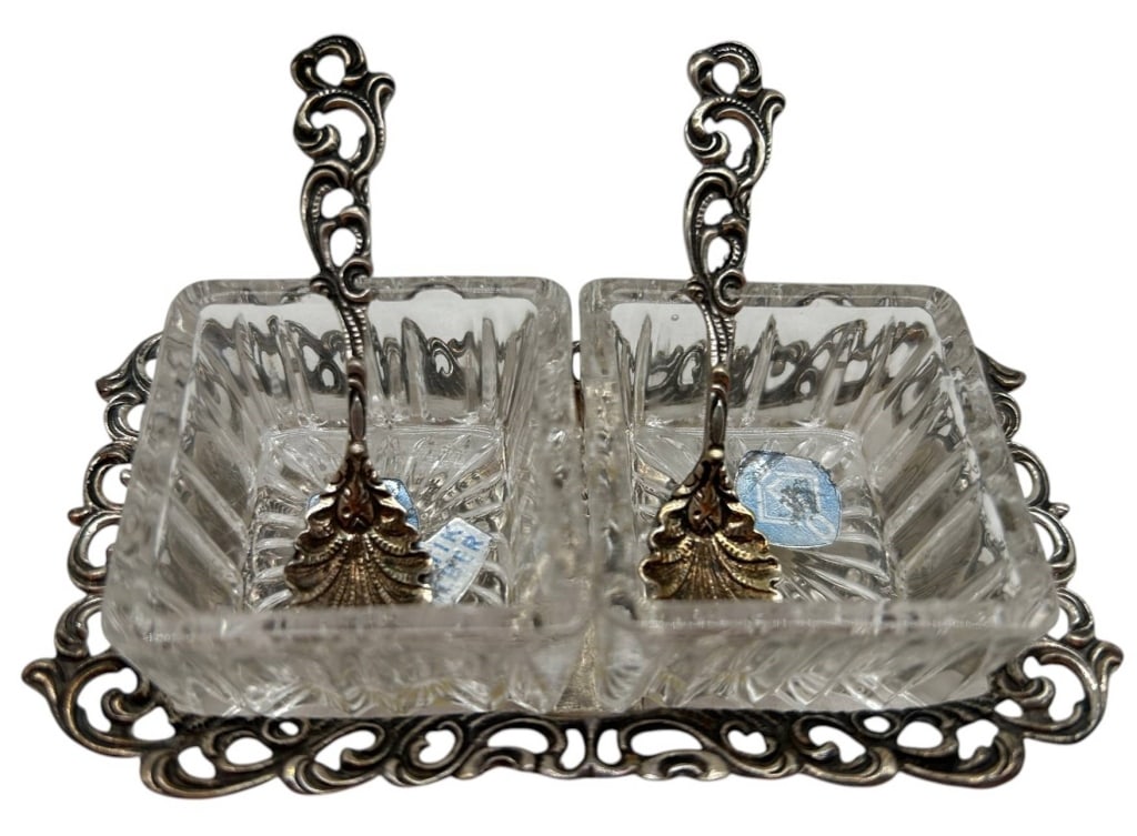 STERLING & CUT GLASS CONDIMENT SET 39.4G (1 of 5)