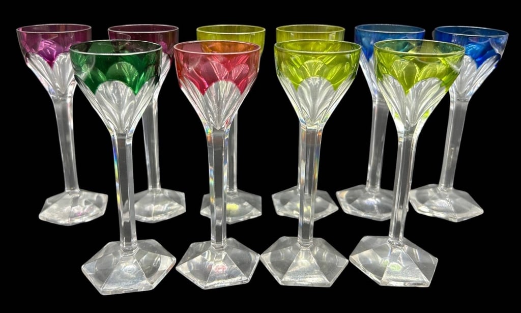 SET OF 10 COLORED CRYSTAL CORDIAL GLASSES 5" (1 of 4)