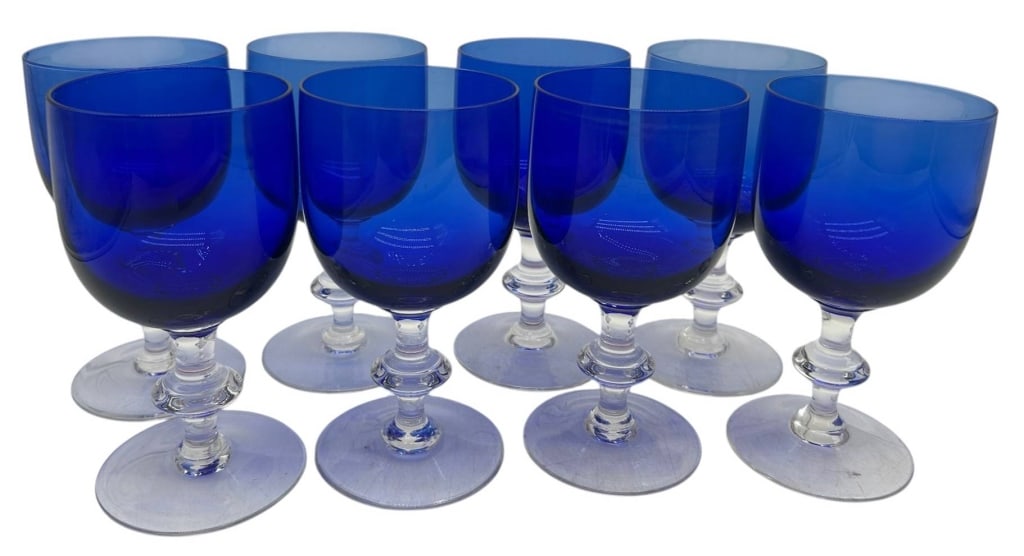 SET OF 8 COBALT BLUE GOBLETS 6.5" (1 of 4)