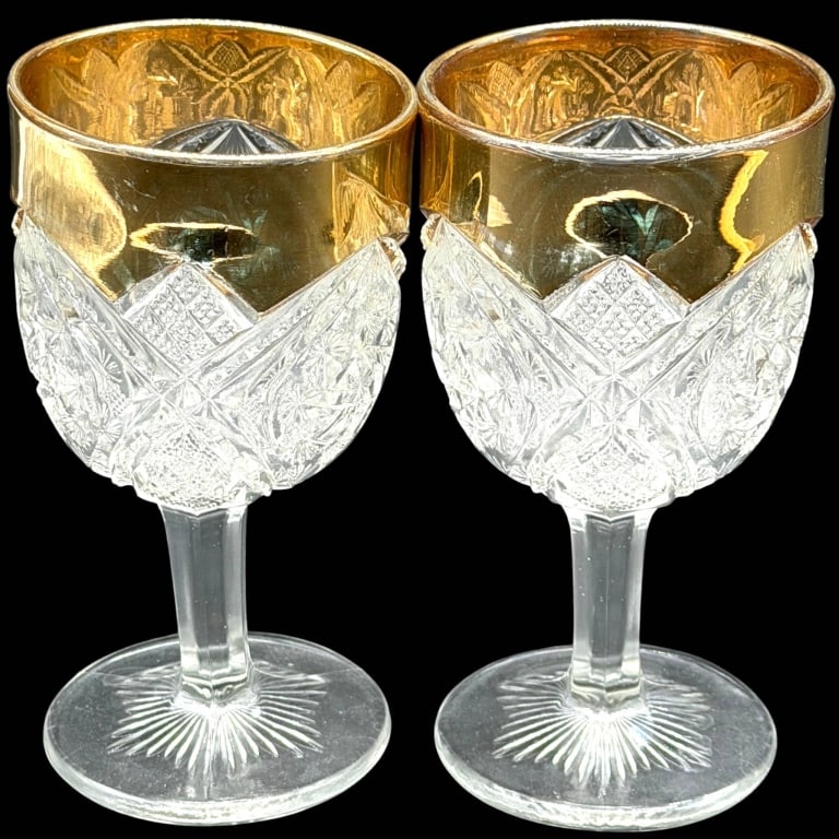 EAPG PENNSYLVANIA GOLD GILT GOBLETS 6" (1 of 4)