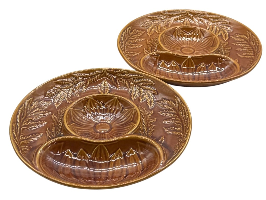 SET OF 2 PORTUGUESE MAJOLICA DIP TRAYS 10" (1 of 6)