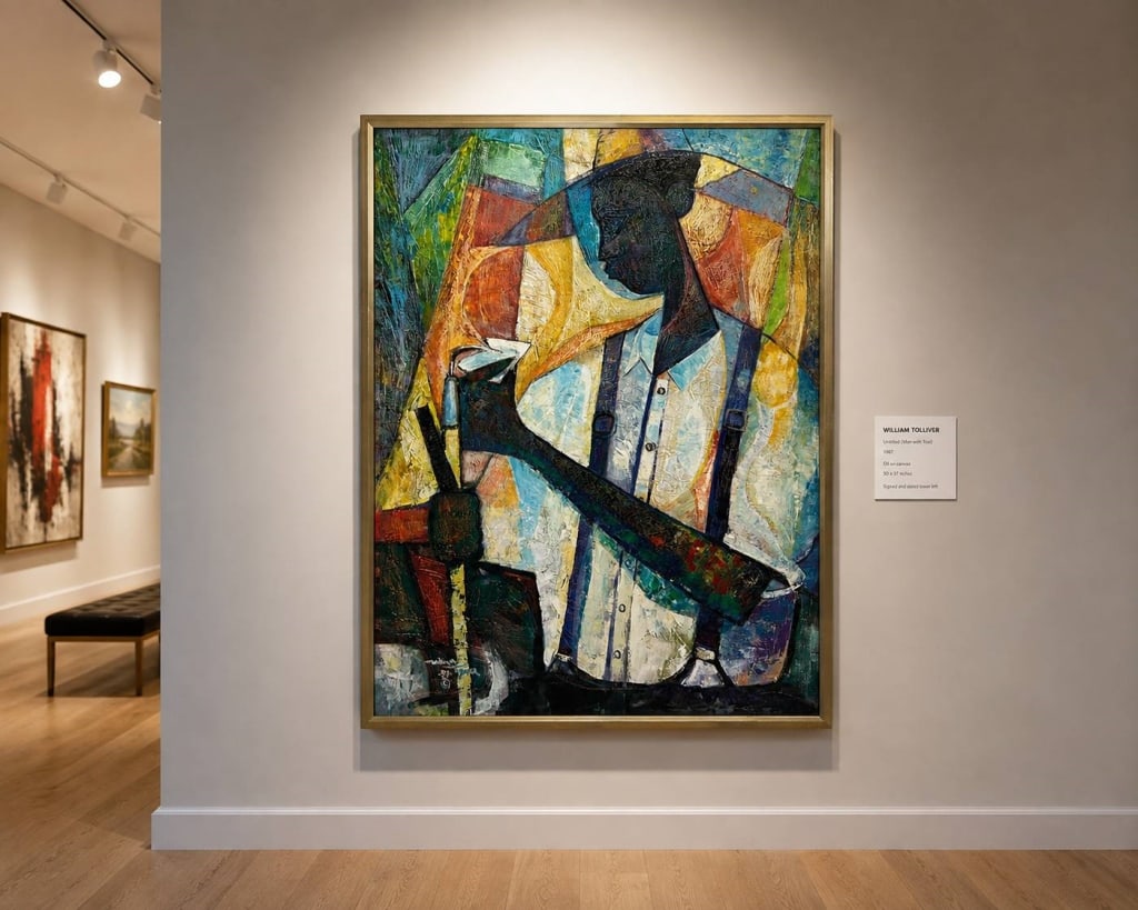 WILLIAM TOLLIVER SIGNED FIGURAL PAINTING 50" (1 of 11)