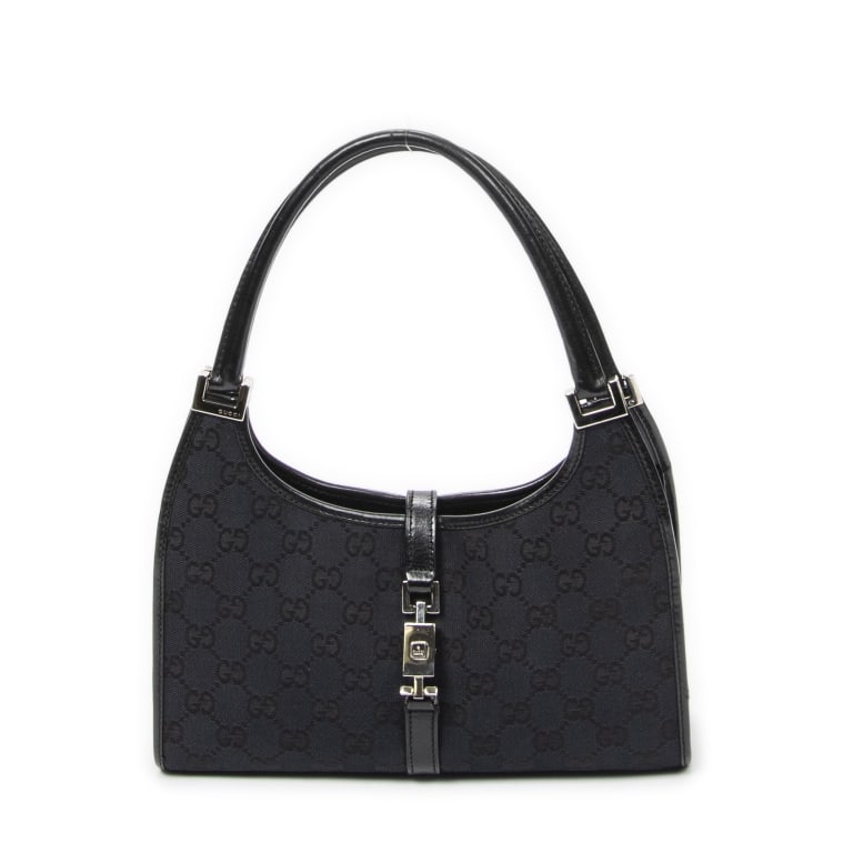 GUCCI SMALL BARDOT BLACK MONOGRAMMED TOTE (1 of 10)