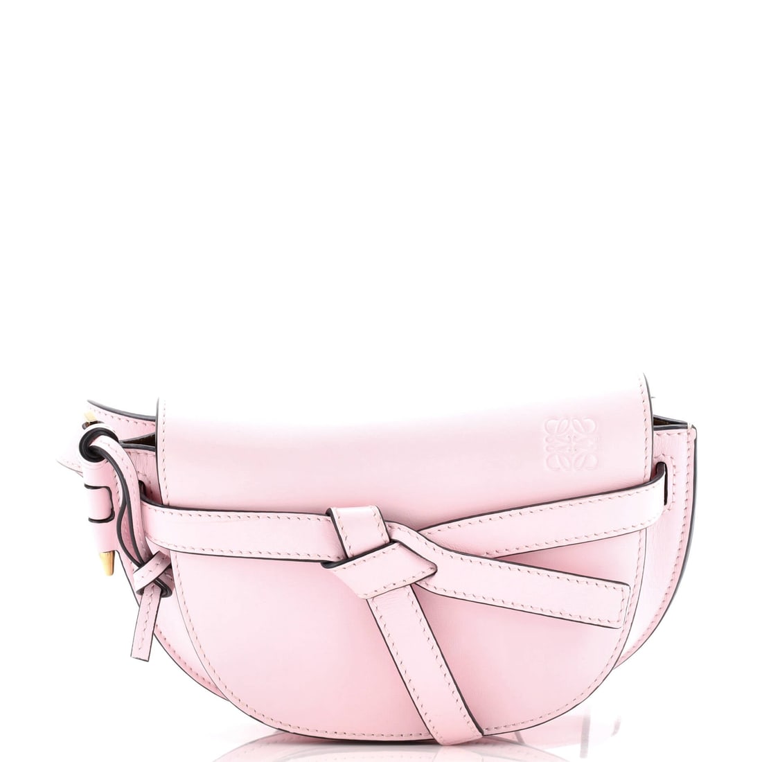 LOEWE GATE BELT BAG MINI PINK CALFSKIN LEATHER BAG: LOEWE GATE BELT BAG MINI PINK CALFSKIN LEATHER GOLD Dimensions (CM): 21.5*13*7.5cm Production Code: 521945 AA GTU0493