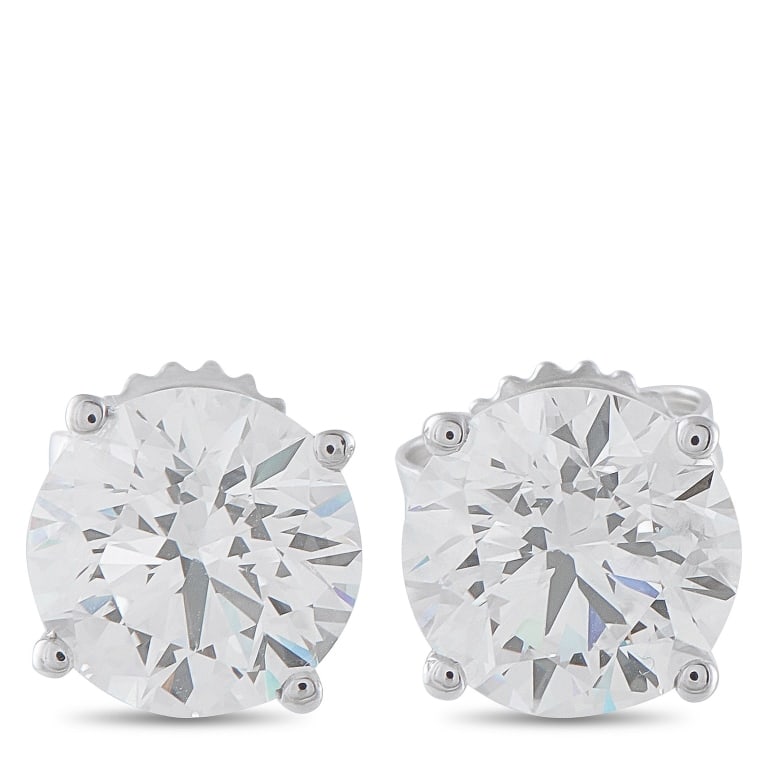 14K WHITE GOLD 4.0CT LAB-GROWN DIAMOND STUD EARRIN: These stud earrings will instantly elevate any outfit. Set in 14K White Gold, round-cut Lab Grown Diamonds totaling 4.0 carats make them ideal for anyone who appreciates quiet luxury. Each one measure