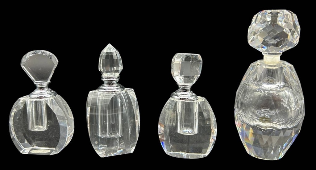 FOUR CUT CRYSTAL PERFUME BOTTLES 4" (1 of 4)