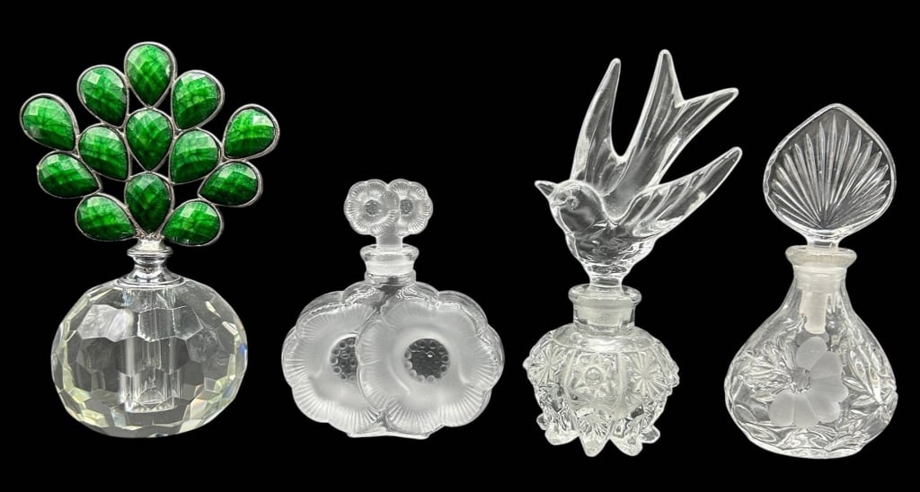 FOUR ART GLASS PERFUME BOTTLES 6" (1 of 3)