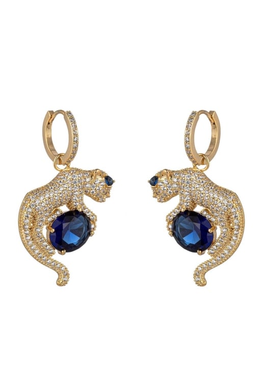 NEW EYE CANDY LEOPARD CUBIC ZIRCONIA EARRINGS: Description | Add a flare of luxury to any special occasion with the Mila Blue Leopard Cubic Zirconia Huggie Earring. This elegant earring features a leopard pattern encrusted with sparkling Cubic Zir