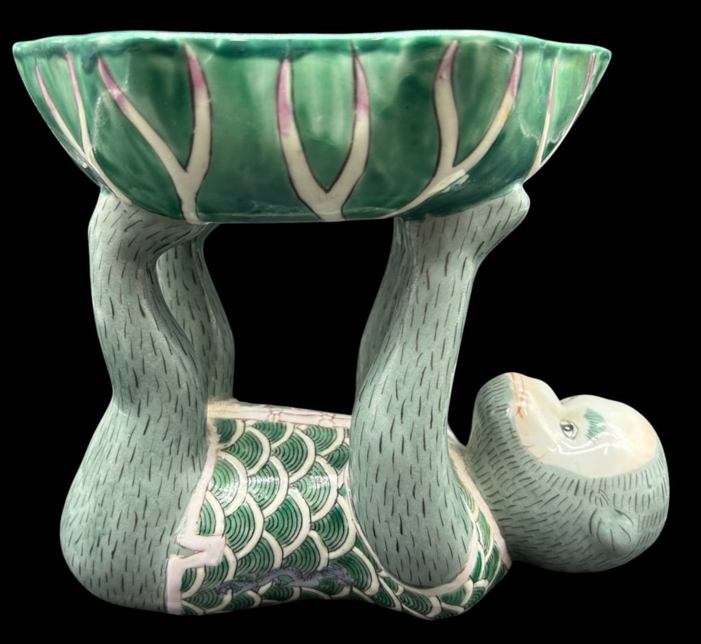 FIGURAL CERAMIC BOWL WITH RECLINING MONKEY 7" (1 of 5)