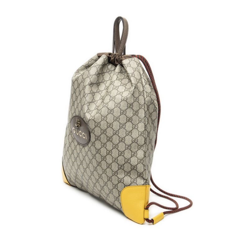 GUCCI WEB LOGO DRAWSTRING BACKPACK BEIGE/YELLOW SU - 2