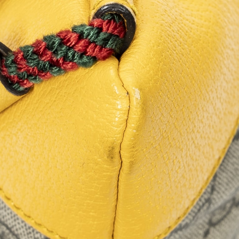 GUCCI WEB LOGO DRAWSTRING BACKPACK BEIGE/YELLOW SU - 7