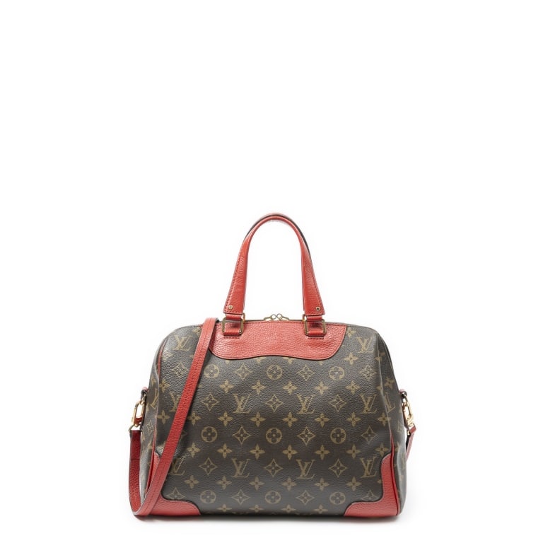LOUIS VUITTON RETIRO PM BROWN/RED MONOGRAM CANVAS: LOUIS VUITTON RETIRO PM BROWN/RED MONOGRAM CANVAS GOLDEN BRASS Dimensions (CM): 33*24*15cm Production Code: DR2126 (22nd week of 2016) A ABD3508