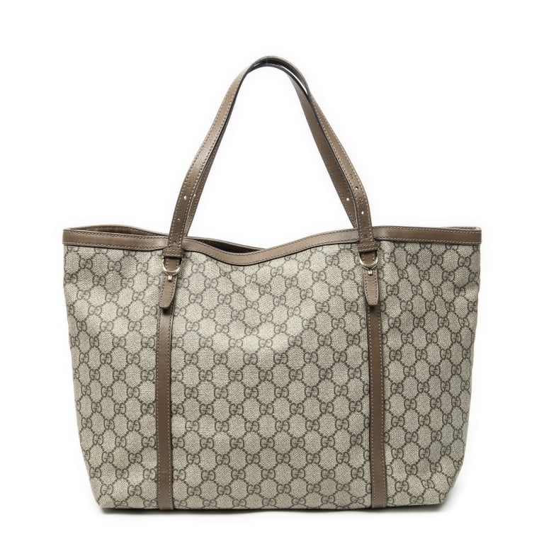 GUCCI NICE BEIGE/BROWN SUPREME CANVAS TOTE: GUCCI NICE TOTE BEIGE/BROWN SUPREME COATED CANVAS GOLD Dimensions (CM): 35*28*15cm Production Code: 309613-204991 A ABD2408