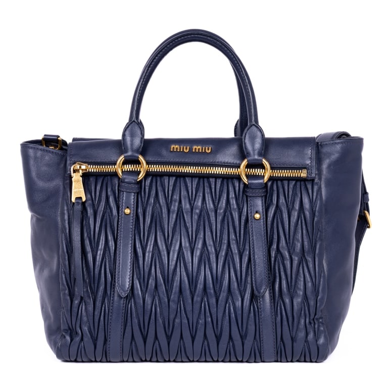 MIU MIU CABAS NAVY BLUE NAPPA GAUFRE CROSSBODY (1 of 10)