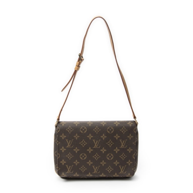 LOUIS VUITTON MUSETTE TANGO BROWN MONOGRAM BAG: LOUIS VUITTON MUSETTE TANGO BROWN MONOGRAM CANVAS GOLDEN BRASS Dimensions (CM): 25*19*3cm Production Code: SP1021 (December 2001) A ABD4081