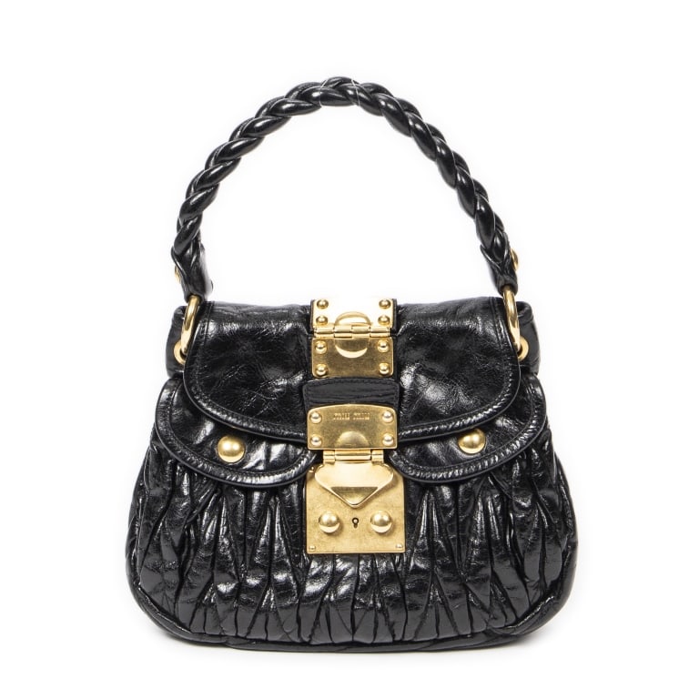 MIU MIU MINI COFFER MATELASSE LUX LEATHER BAG: MIU MIU MINI COFFER MATELASSE LUX LEATHER Dimensions (CM): 24*19*7cm Production Code: 194 A ABB0734
