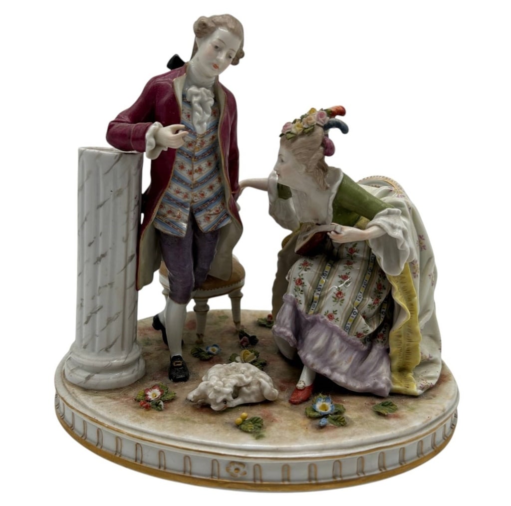 ANTIQUE PORCELAIN COURTSHIP FIGURAL GROUP 8" (1 of 8)