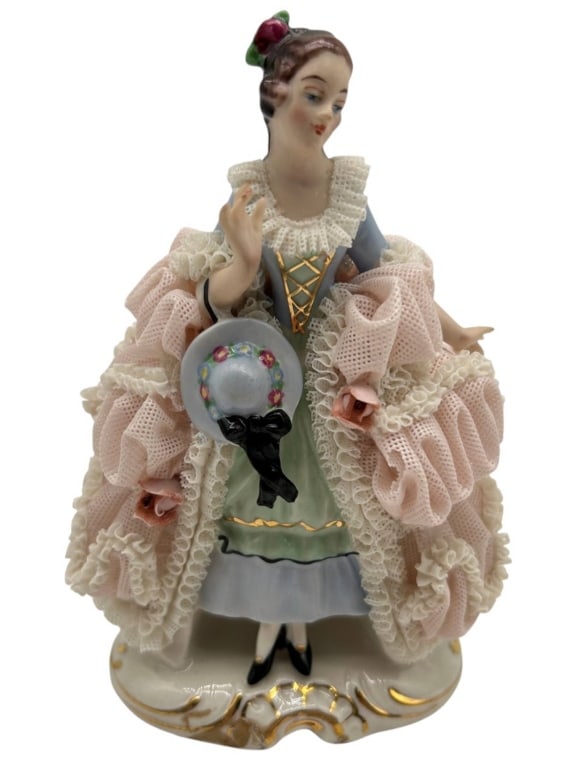 DRESDEN LACE PORCELAIN LADY FIGURINE 5.5" (1 of 9)