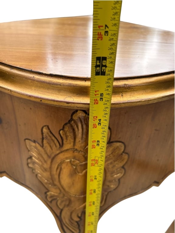 CARVED WOOD TRIANGULAR CORNER TABLE 36" - 5