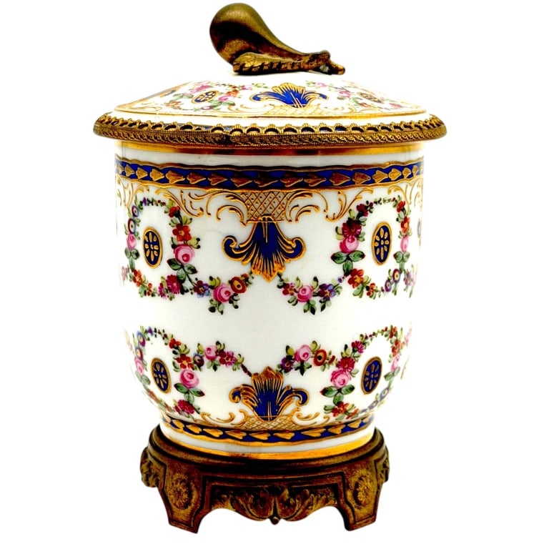 ANTIQUE SEVRES FINE GILT PORCELAIN URN 5" (1 of 8)