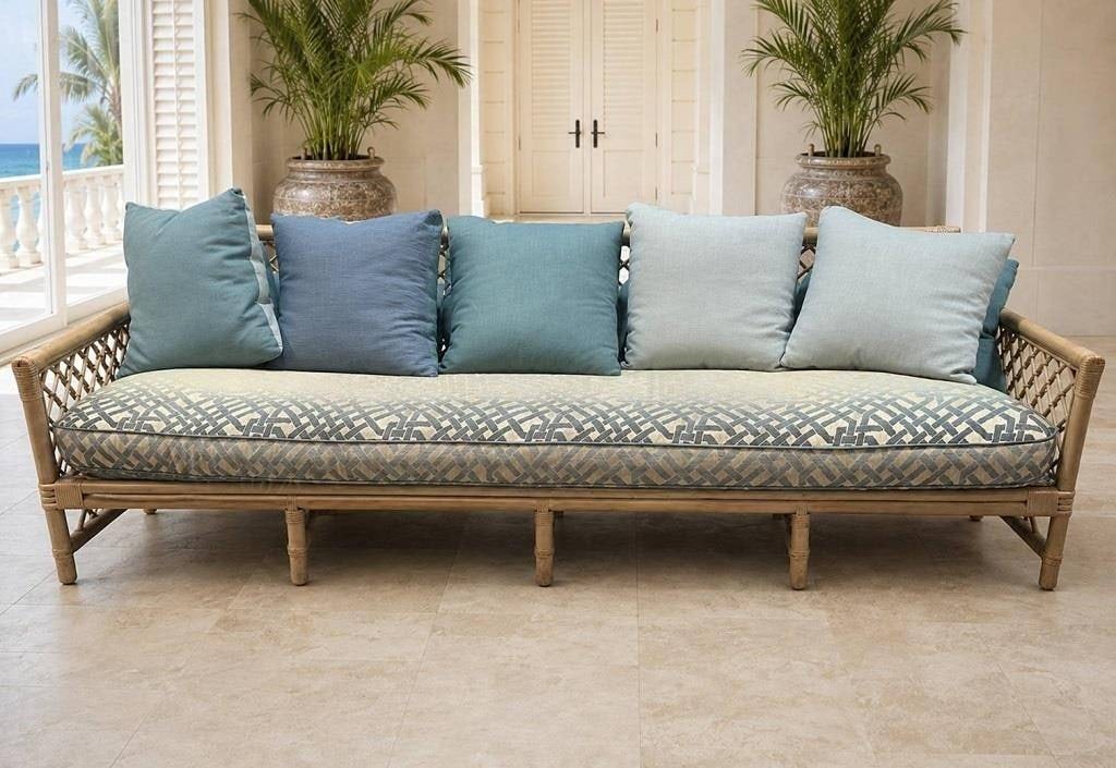 COASTAL LARGE RATTAN SOFA WITH CUSHIONS (1 of 4)
