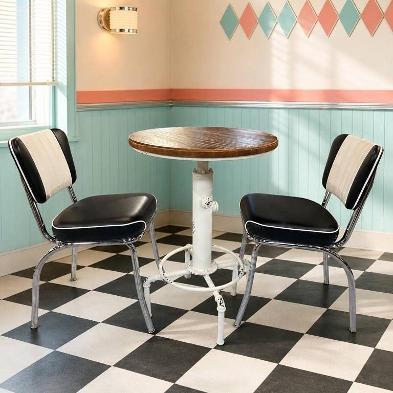 VINTAGE STYLE DINER TABLE & 2 CHAIRS SET 33" (1 of 7)