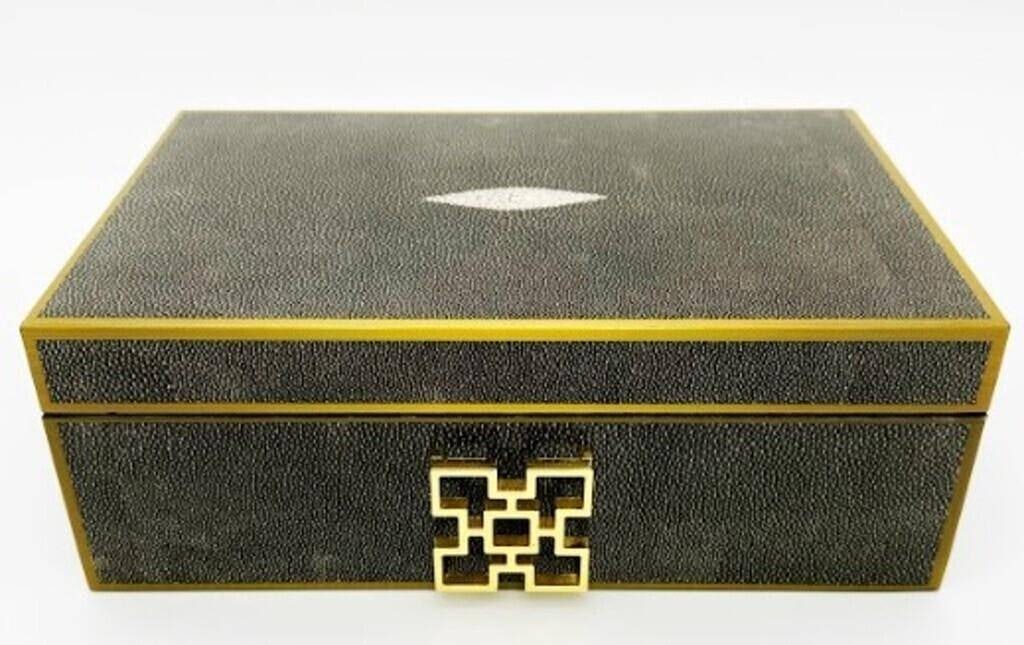 SHAGREEN STYLE DECORATIVE JEWELRY BOX 11" (1 of 4)