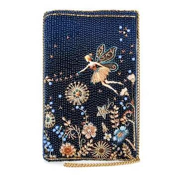 NEW MARY FRANCES FAIRY DUST BAG: Dreams come true with this breathtaking crossbody handbag that is truly magical with it's dreamy fairy field design featuring hand beaded and embellished plants and flowers in dusty blues and sparklin