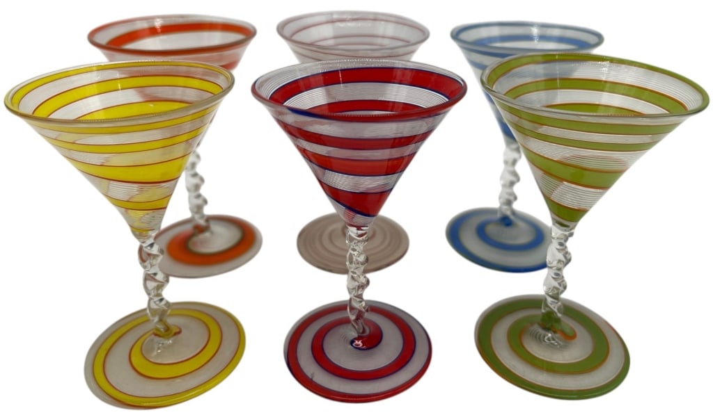 BIMINI MINI ART GLASS GOBLETS LOT 6 3.5" (1 of 6)