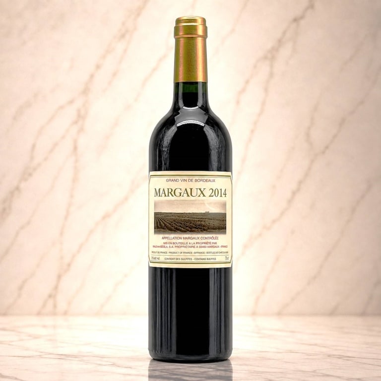 2014 MARGAUX GRAND VIN DE BORDEAUX: 2014 Margaux Grand Vin de Bordeaux red wine, Appellation Margaux Contr?l?e, France. Label states bottled at the property by Rauzan-S?gla S.A., Margaux, France, and imported by T. Elenteny Imports, New