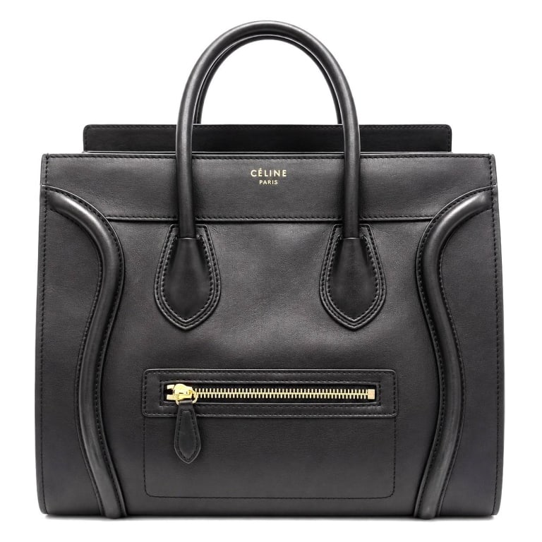 CELINE MINI LUGGAGE TOTE IN BLACK CALFSKIN 15": .