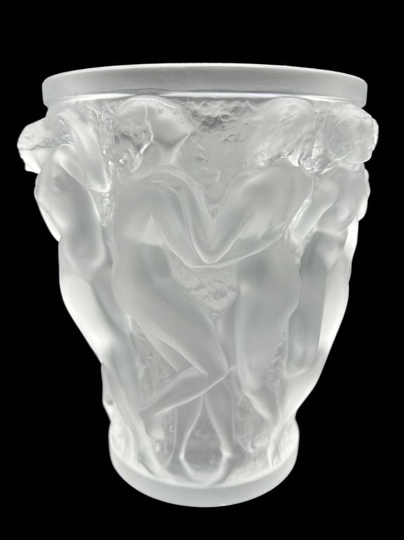 LALIQUE FROSTED CRYSTAL FIGURAL VASE 9.5" (1 of 9)