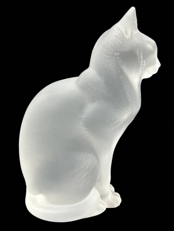 LALIQUE FRANCE FROSTED CRYSTAL CAT FIGURE 8" (1 of 11)