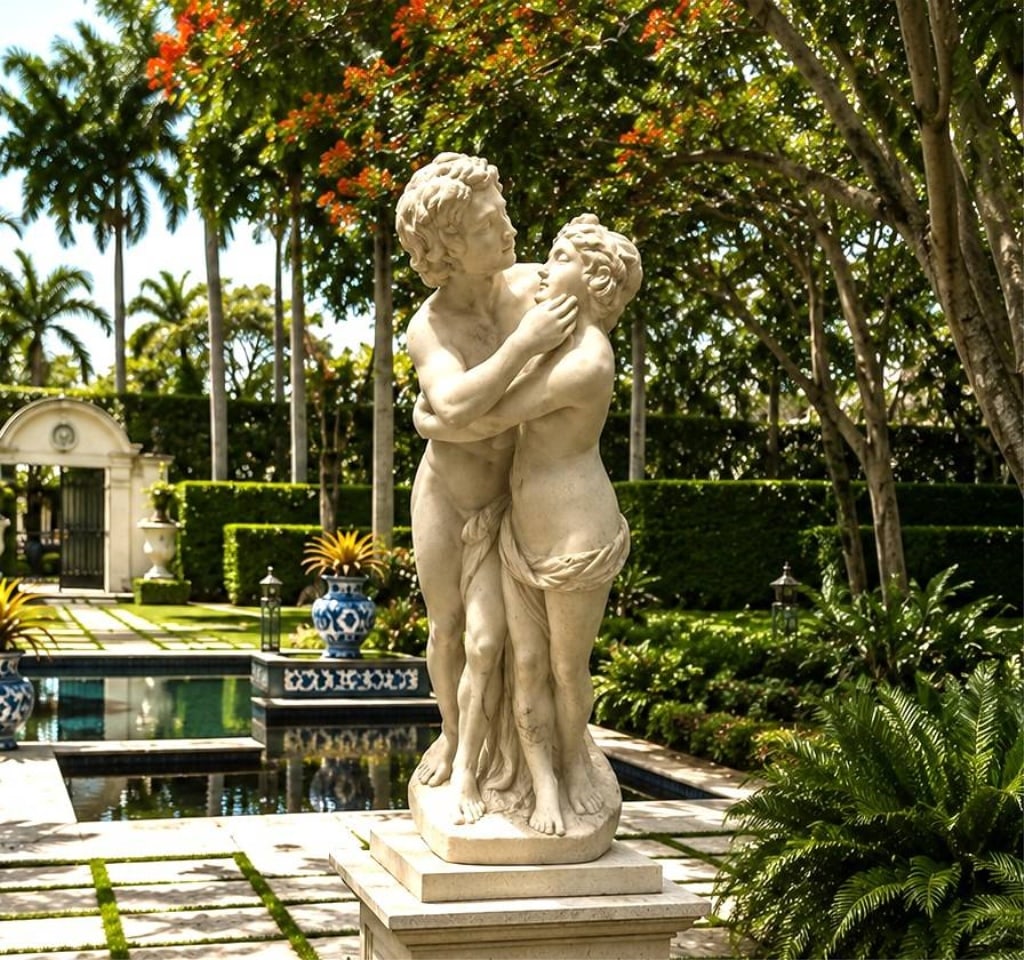 CLASSICAL ROMANTIC LOVERS GARDEN STATUE 43" (1 of 7)