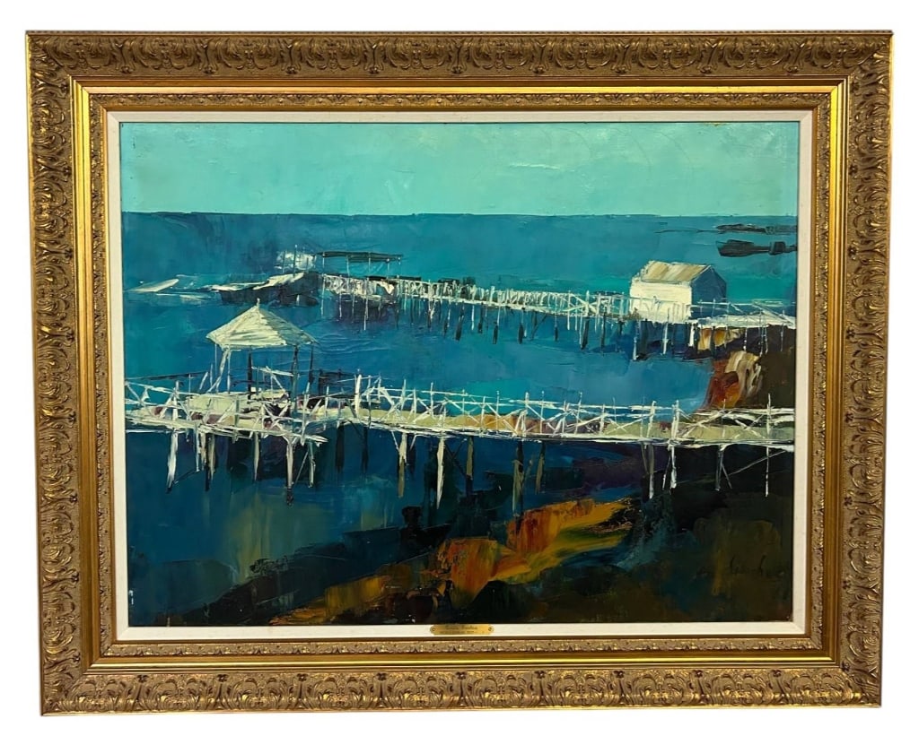 NICOLA SIMBARI "WHITE PERS CIVITA VECCHIA" OIL: Nivcola Simbari oil on canvac, 1961, signed and date on lower right, titled on plaque and on reverse, framed | -Provenance: Arthur James Gallery, May 1970- lot 160
