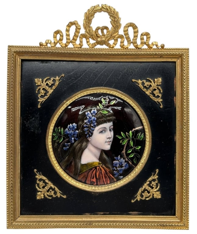 LIMOGES ENAMEL PORTRAIT GILT FRAME 7.5" (1 of 7)