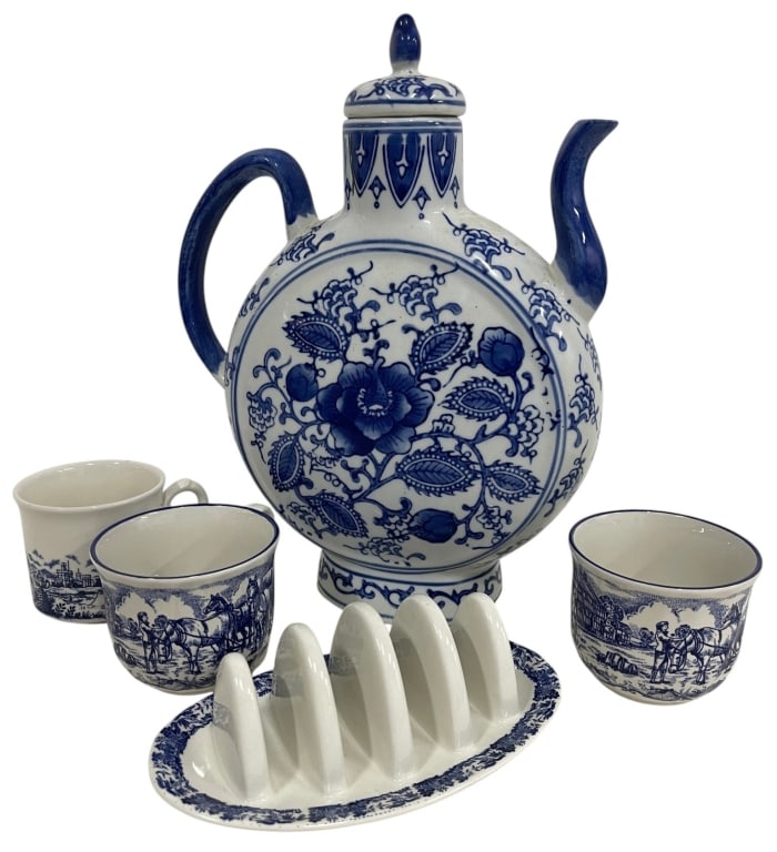 LOT OF 5 BLUE & WHITE CERAMICS 12" (1 of 4)