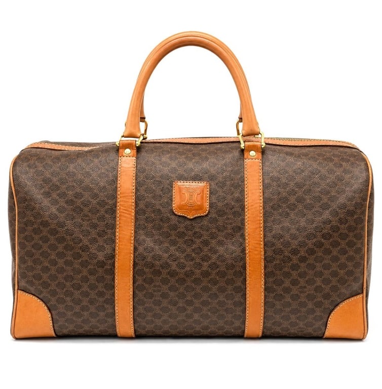 VINTAGE CELINE MACADAM DUFFLE TRAVEL BAG 18": .