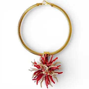 NEW CORAL FLOWER STATEMENT NECKLACE (1 of 4)
