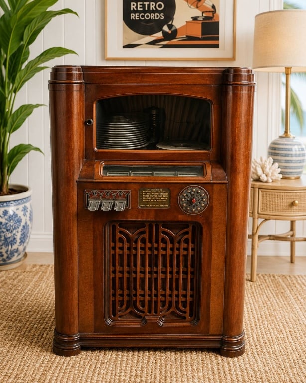 VINTAGE COIN-OPERATED RECORD PLAYER CABINET 50" (1 of 12)