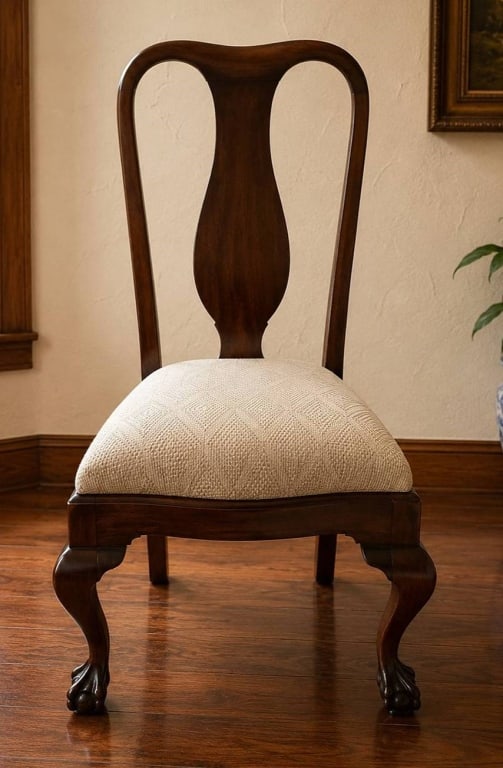 QUEEN ANNE STYLE MAHOGANY DINING CHAIR 46" (1 of 11)