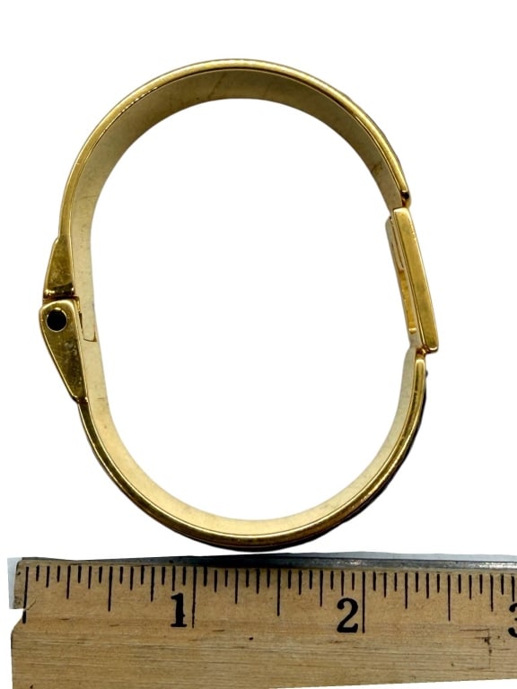 GUCCI VINTAGE G LOGO PYTHON HINGED BANGLE 2.5" - 8