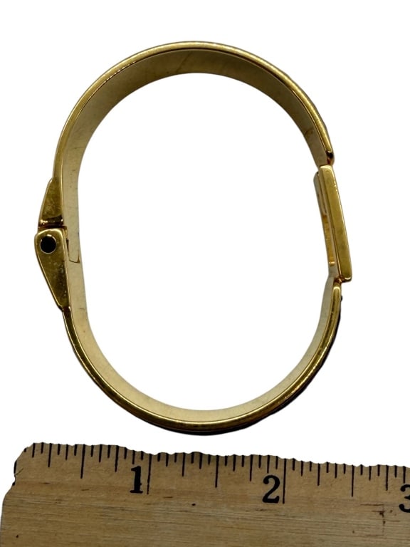 GUCCI VINTAGE G LOGO PYTHON HINGED BANGLE 2.5" - 9
