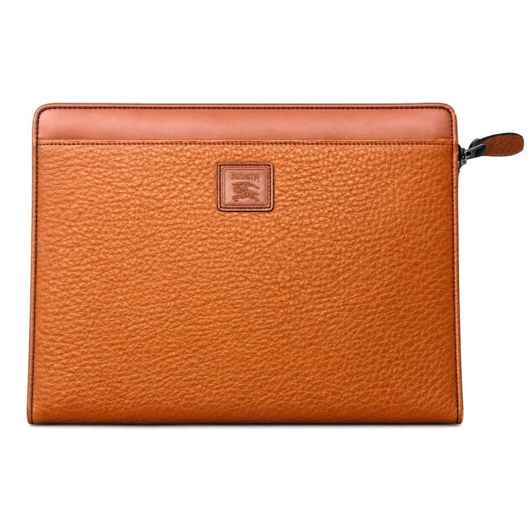BURBERRYS VINTAGE LEATHER ZIP BUSINESS CLUTCH 10" (1 of 7)