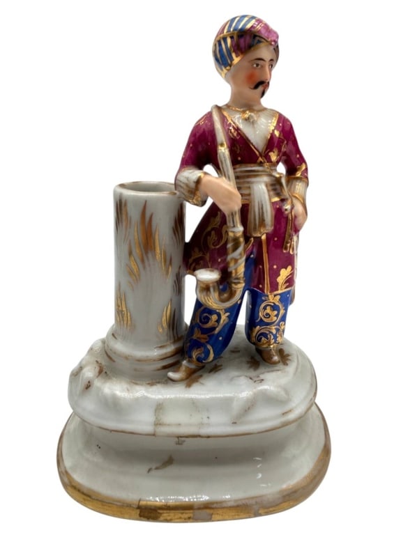 ANTIQUE PORCELAIN OTTOMAN FIGURAL INKWELL 6.5" (1 of 8)
